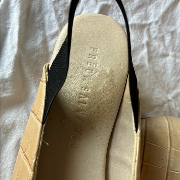 Freda Salvador Cream Croc-Embossed Flats - Picture 4 of 4
